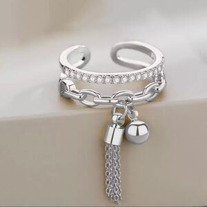 ADJUSTABLE DOUBLE LAYER RING W/CHAIN‎